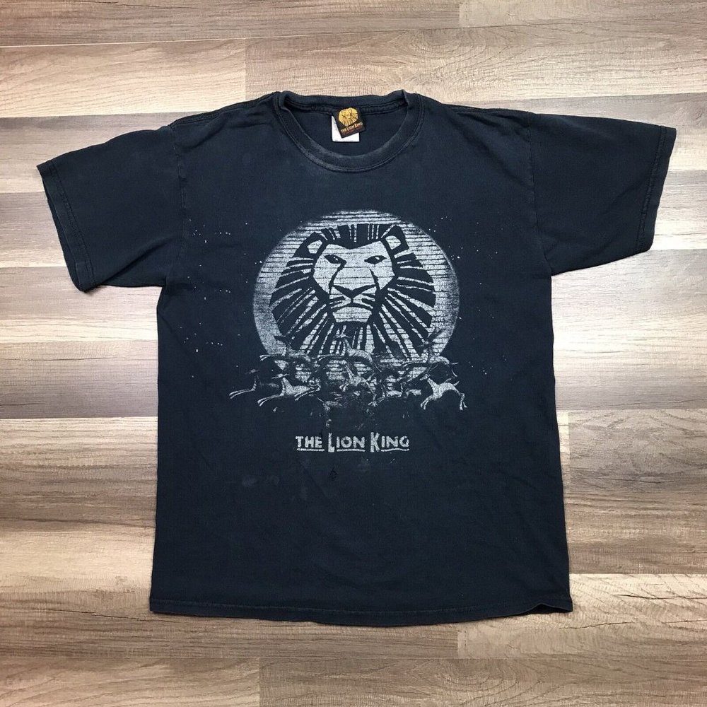 Vintage Disney The Lion King Shirt Adult Sz Medium Black Graphic Mufassa Cartoon